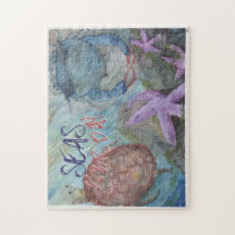 シーズ海洋生物水彩11x14インチパズル