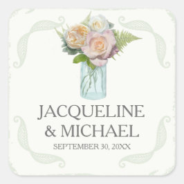 シーズ素朴フラワーズメイスンジャースクリプトタイポグラフィ スクエアシール