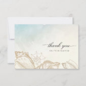 シーズ結婚ンサマーブルー海ビーチ結婚式 サンキューカード (正面)