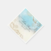 シーズ結婚ンサマーブルー海ビーチ結婚式 スタンダードカクテルナプキン (角)