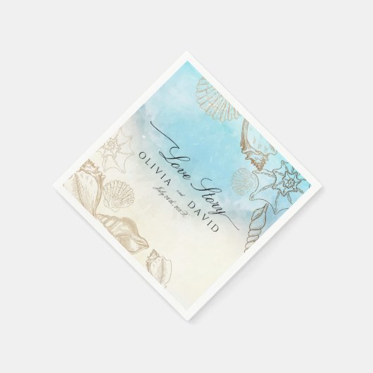 シーズ結婚ンサマーブルー海ビーチ結婚式 スタンダードカクテルナプキン (角)