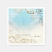 シーズ結婚ンサマーブルー海ビーチ結婚式 スタンダードカクテルナプキン (正面)