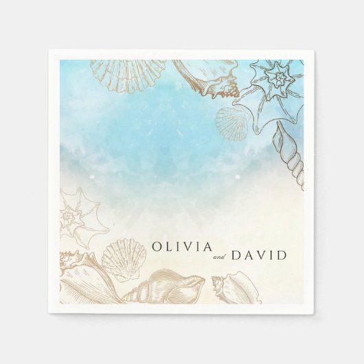 シーズ結婚ンサマーブルー海ビーチ結婚式 スタンダードカクテルナプキン (正面)