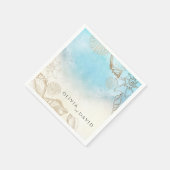 シーズ結婚ンサマーブルー海ビーチ結婚式 スタンダードカクテルナプキン (角)
