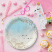 シーズ結婚ンサマーブルー海ビーチ結婚式 ペーパープレート (パーティー)