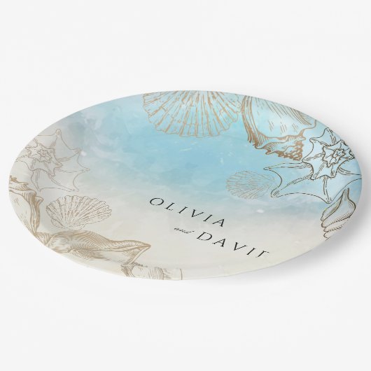 シーズ結婚ンサマーブルー海ビーチ結婚式 ペーパープレート (アングル)