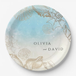 シーズ結婚ンサマーブルー海ビーチ結婚式 ペーパープレート