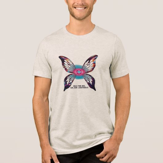 シーズ80s – ネオンアイバタフライ合成波ティー トライブレンドＴシャツ (正面)