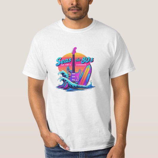 シーズ80s - Surf Rock & Synthwave Sunset Tee Tシャツ (正面)
