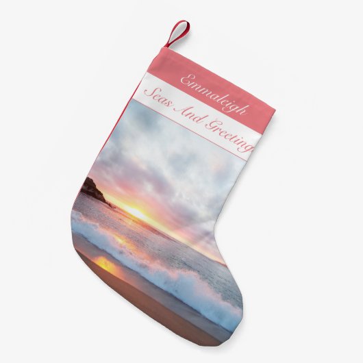 シーズ&グリーティングカリフォルニアの夕日 スモールクリスマスストッキング (正面 (吊り時))