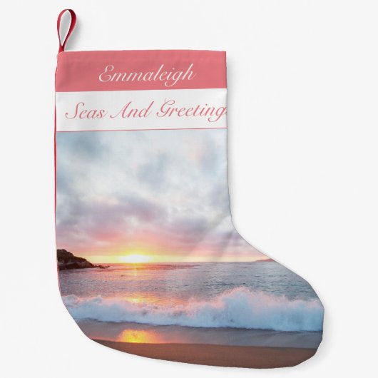 シーズ&グリーティングカリフォルニアの夕日 スモールクリスマスストッキング (正面)