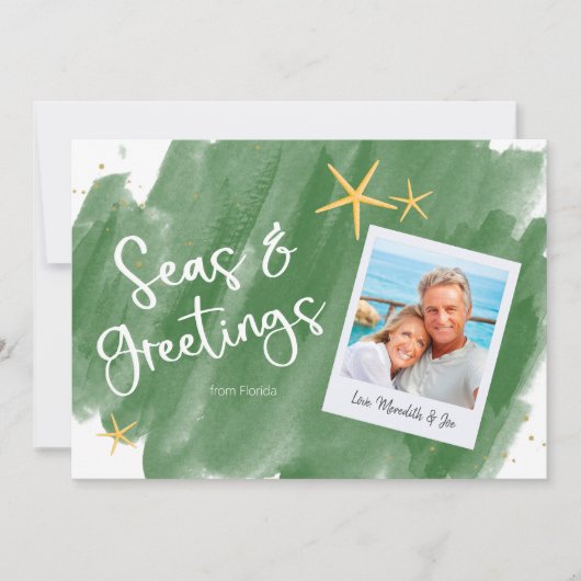 シーズ&グリーティンググリーン&金ゴールドウォーターカラーホリデイ (正面)