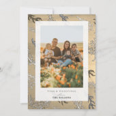 シーズ&グリーティングコーラル金ゴールドホリデーフォトカード 招待状 (正面)
