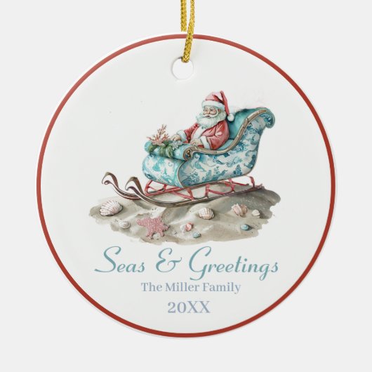 シーズ&グリーティングシノアイセリーサンタクリスマス セラミックオーナメント (正面)