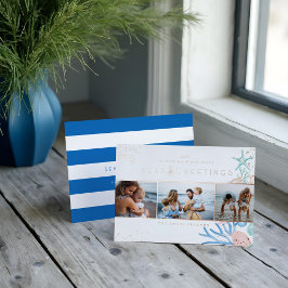 シーズ&グリーティングシーシェルクリスマスツリー写真 箔シーズンカード