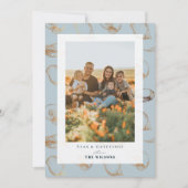 シーズ&グリーティングシーシェルブルーホリデーフォトカード 招待状 (正面)