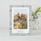 シーズ&グリーティングシーシェルブルーホリデーフォトカード 招待状 (スタンド正面)