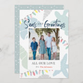 シーズ&グリーティングシーシェルホリデーフォトカード 招待状 (正面/裏面)