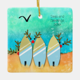 シーズ&グリーティングビーチクリスマスとルドルフ セラミックオーナメント