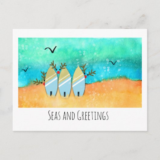 シーズ&グリーティングビーチクリスマスとルドルフ ポストカード (正面)