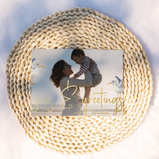 シーズ&グリーティングビーチテーマ写真 箔シーズンカード