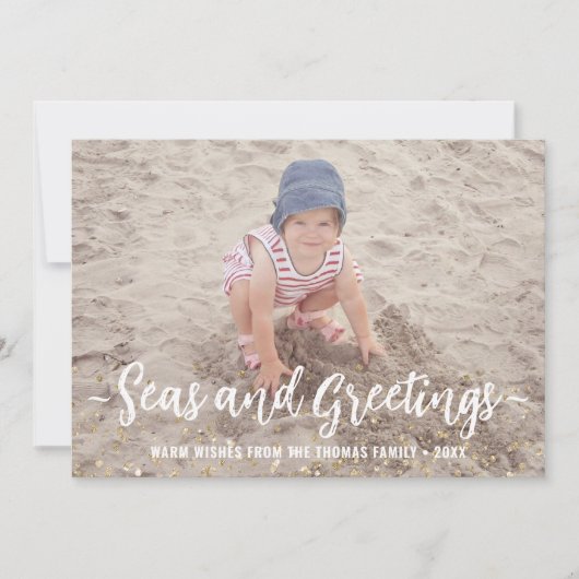 シーズ&グリーティングフォトクリスマス航海のグリッター シーズンカード (正面)