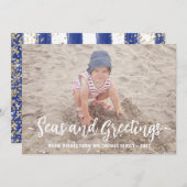 シーズ&グリーティングフォトクリスマス航海のグリッター シーズンカード (正面/裏面)