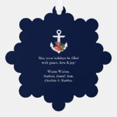 シーズ&グリーティングフォトポインセチアいかりブルー オーナメントカード (裏面)