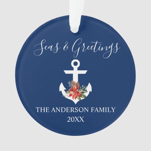 シーズ&グリーティングポインセチアいかり写真の戻り オーナメント (正面)