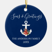 シーズ&グリーティングポインセチアいかり写真の戻り セラミックオーナメント (正面)