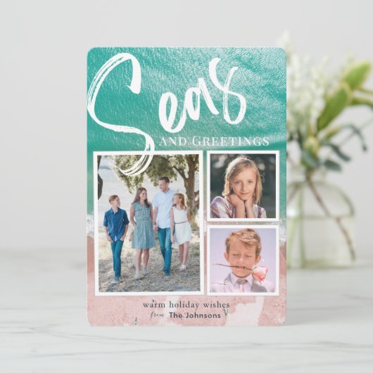 シーズ&グリーティング海ホリデー3フォトカード 招待状 (スタンド正面)