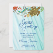 シーズ&グリーティング航海の海ビーチクリスマス シーズンカード (正面)