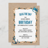 シーズ·ザ·デイ·いかり·カニ誕生日 招待状 (正面/裏面)