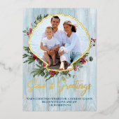 シーズNグリーティングシーシェルクリスマスフォト金ゴールド 箔シーズンカード (正面)