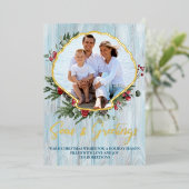 シーズNグリーティングシーシェルクリスマスフォト金ゴールド 箔シーズンカード (立ち正面)