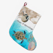 シーズNグリーティングスビーチ海 ラージクリスマスストッキング (正面 (吊り時))