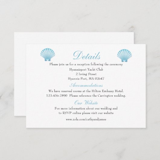 シーセエレガントル結婚ズ詳細ブルービーチ エンクロージャーカード (正面/裏面)