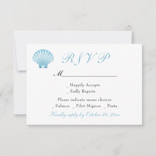 シーセエレガントル航海のビーチコースト結婚ーズ 出欠カード (正面)