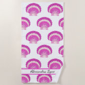 シーセモダンル航海のピンクシェルビーチ ビーチタオル (正面)