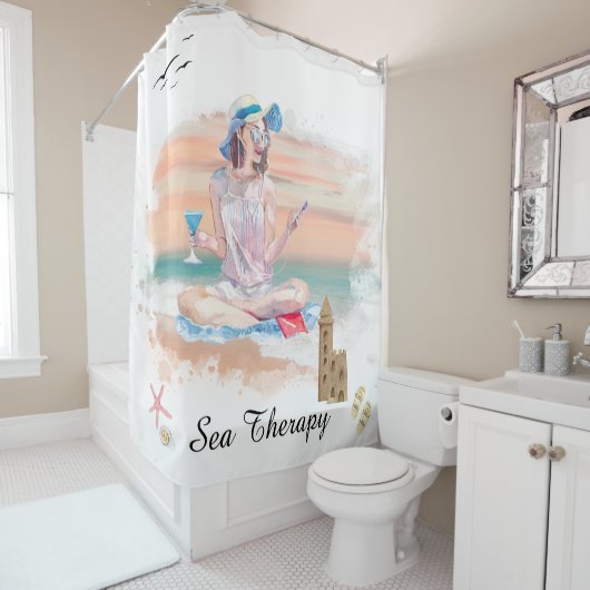 *~*シーセラピービーチヤングガールミュージックAR29 シャワーカーテン (インサイチュ)