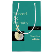 シーセルとハート、ビーチ結婚式ありがとう スモールペーパーバッグ (正面)