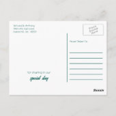 シーセルとハート、ビーチ結婚式ありがとう ポストカード (裏面)