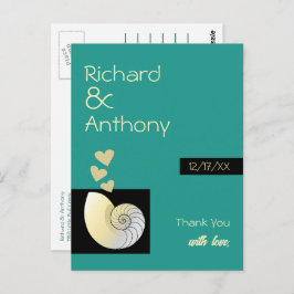 シーセルとハート、ビーチ結婚式ありがとう ポストカード