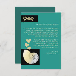 シーセルとハート、ビーチ結婚式詳細 エンクロージャーカード