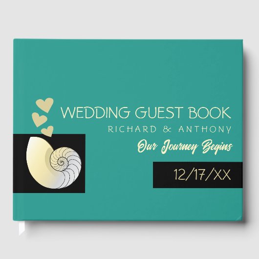 シーセルとハート、ビーチ結婚式 ゲストブック (正面)