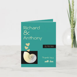 シーセルとハート、ビーチ結婚式 サンキューカード