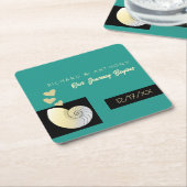 シーセルとハート、ビーチ結婚式 スクエアペーパーコースター (アングル)