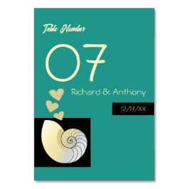 シーセルとハート、ビーチ結婚式 テーブルナンバー