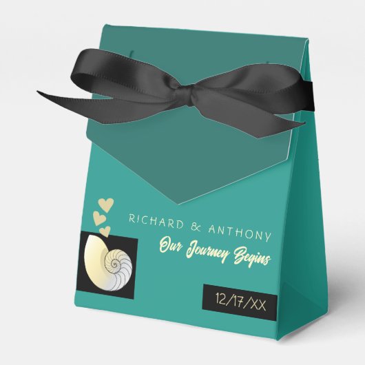 シーセルとハート、ビーチ結婚式 フェイバーボックス (正面サイド)