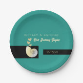 シーセルとハート、ビーチ結婚式 ペーパープレート (正面)